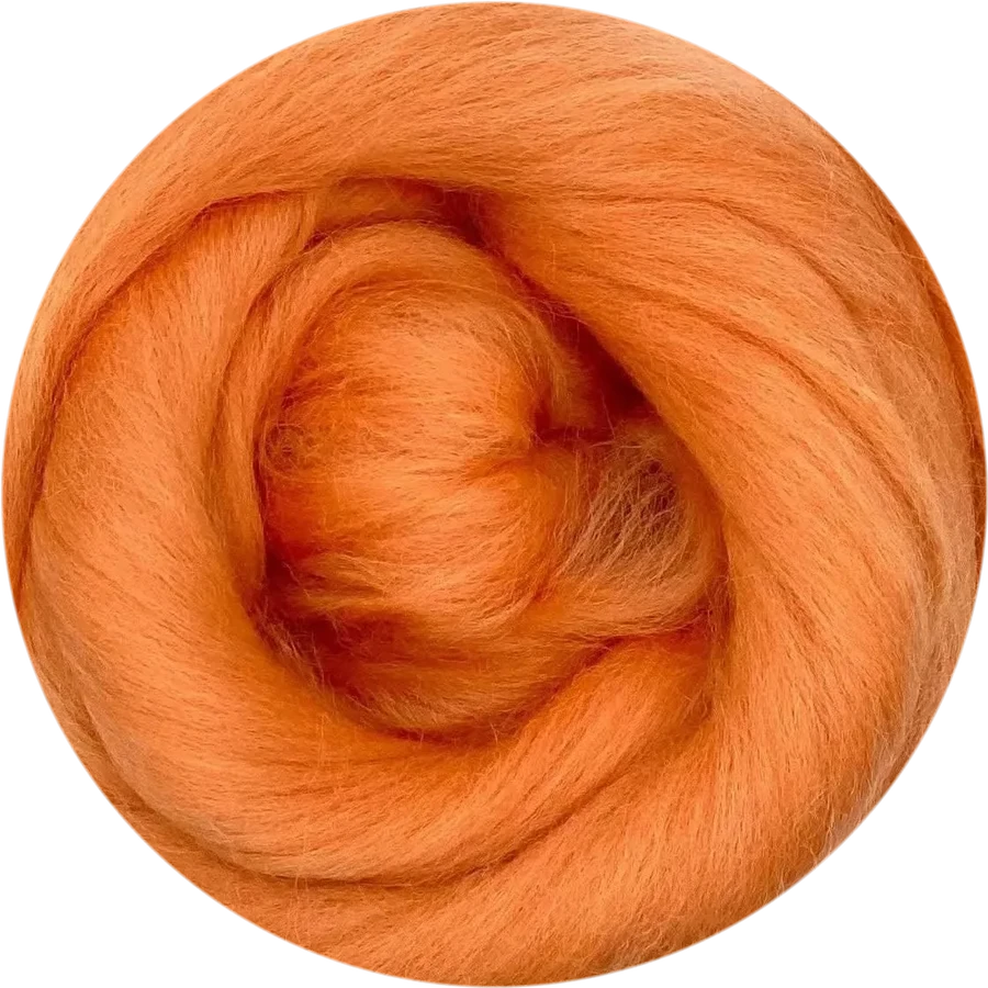 Peach Corriedale wool roving