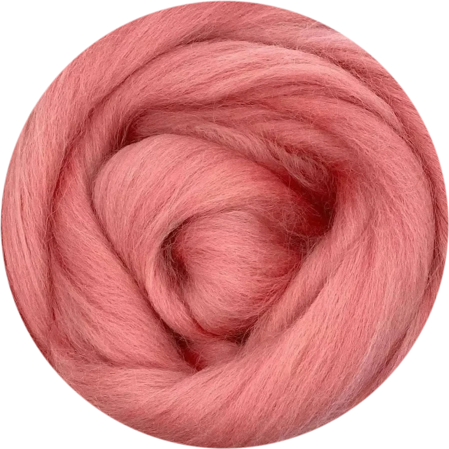 Salmon Corriedale wool roving