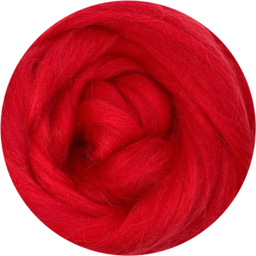 Scarlet Corriedale wool roving